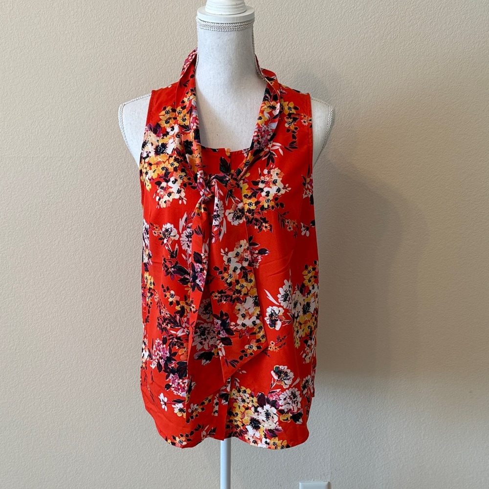 a new day Red Floral Sleeveless Blouse